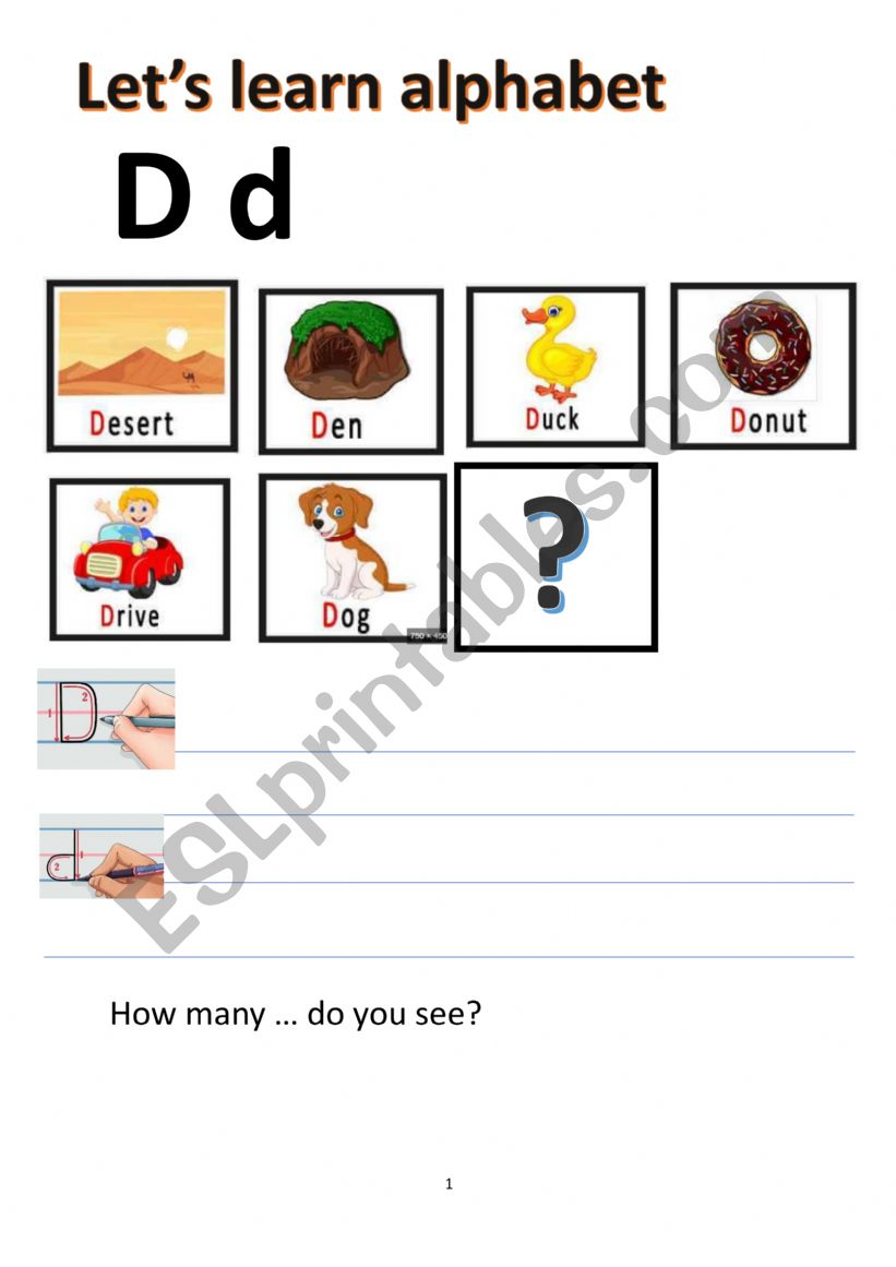 Let�s learn alphabet D worksheet