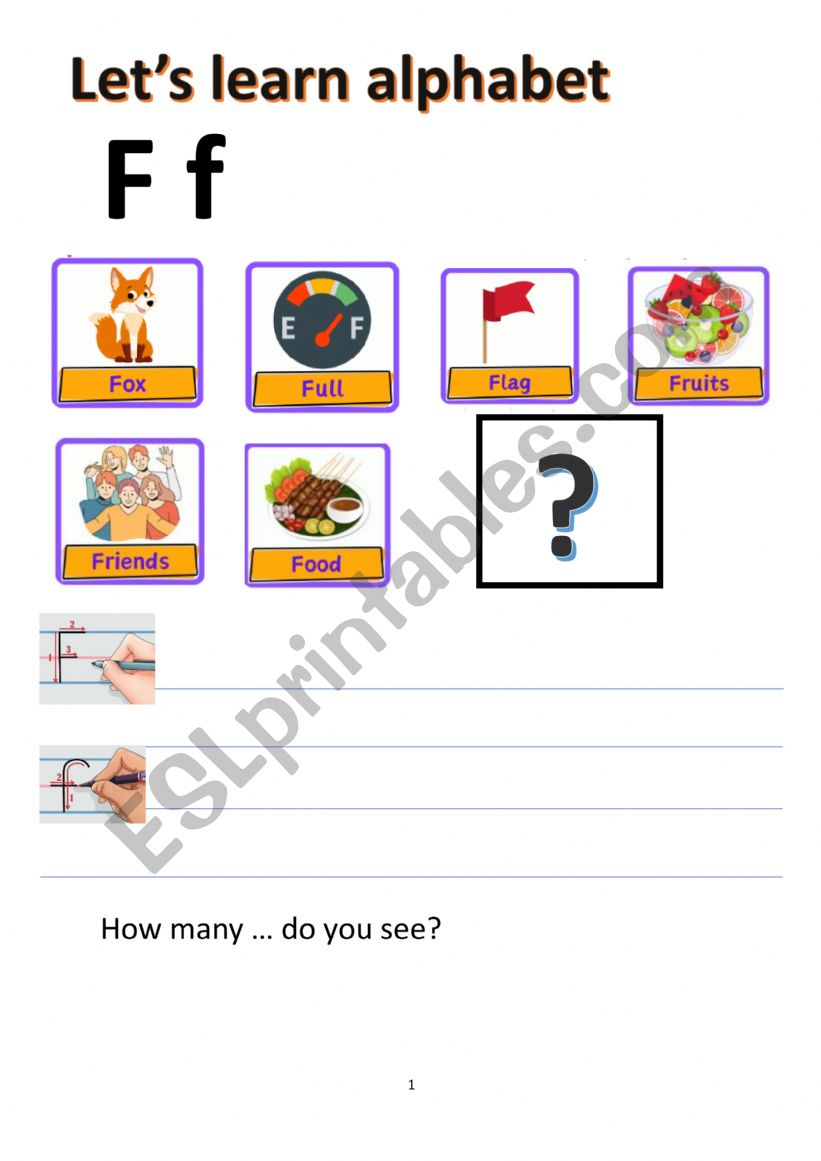 How to write alphabet F worksheet