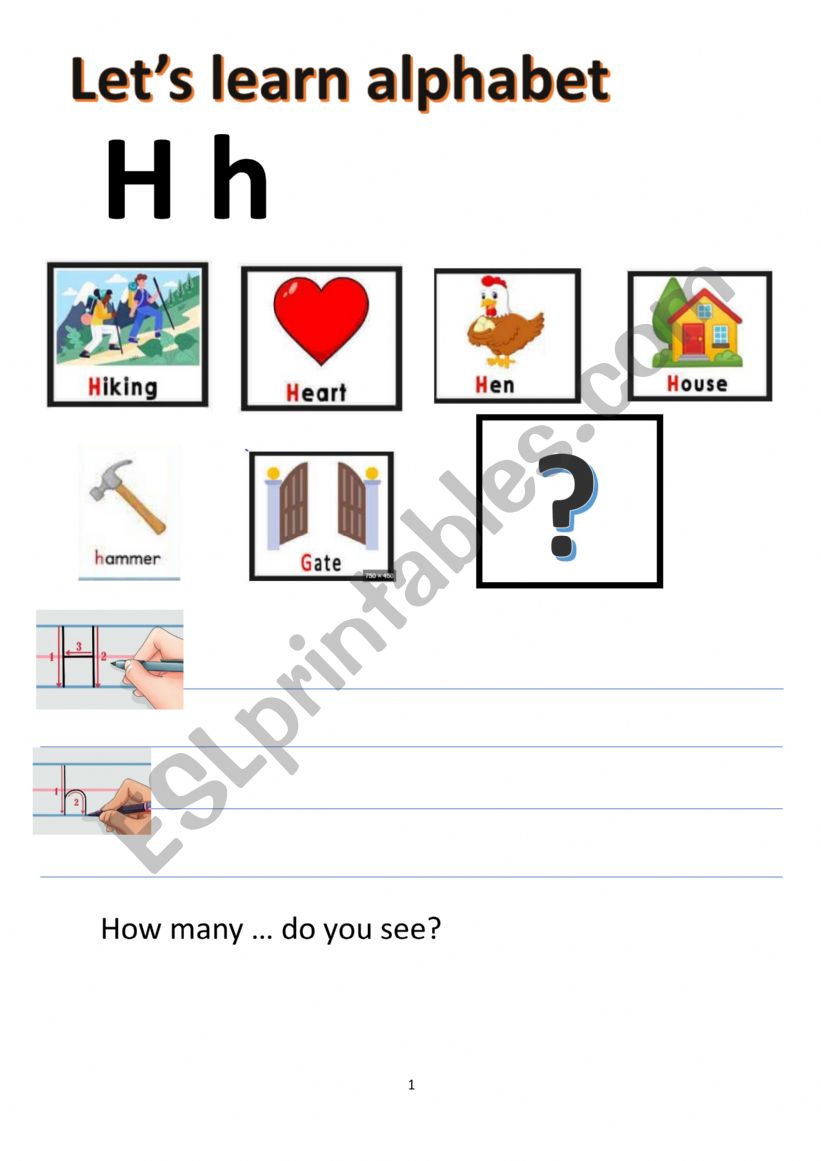 Let�s learn alphabet H worksheet