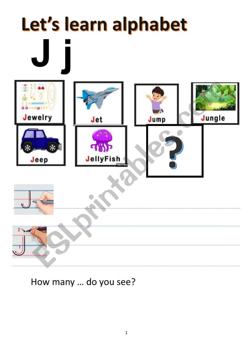 How to write letter J worksheet