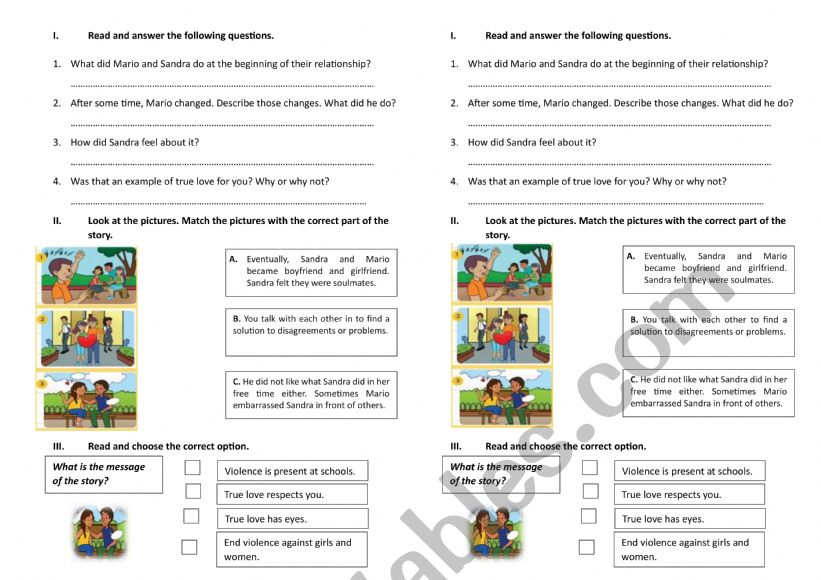 Activities about violence worksheet