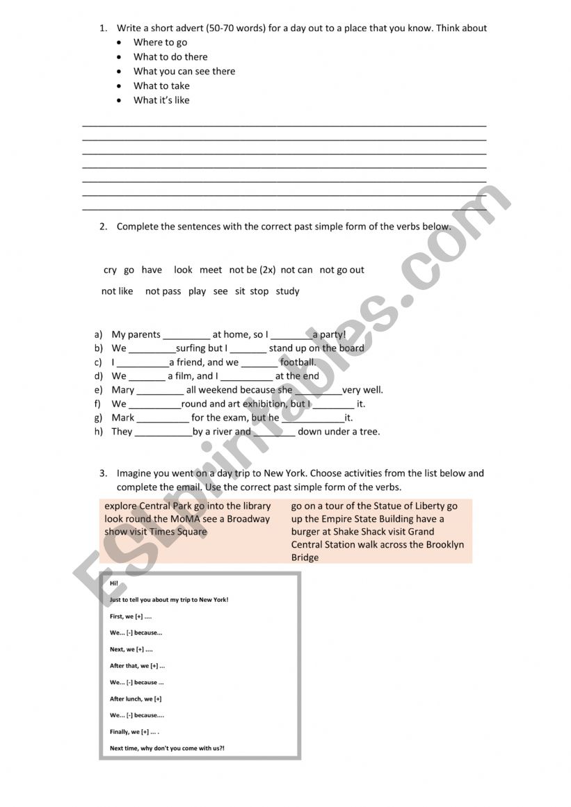 Grammar Review Worksheet worksheet