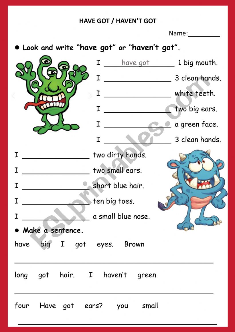 have got/ haven�t got worksheet