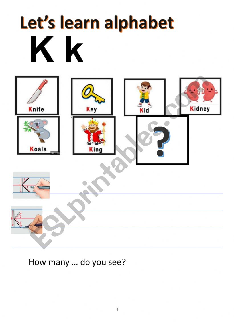 how to write alphabet (k) worksheet