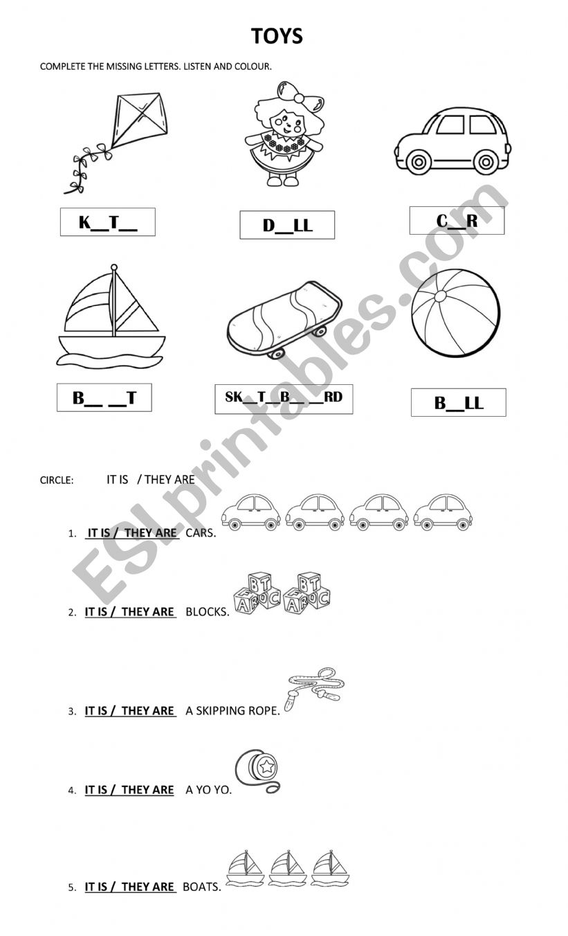 TOYS worksheet