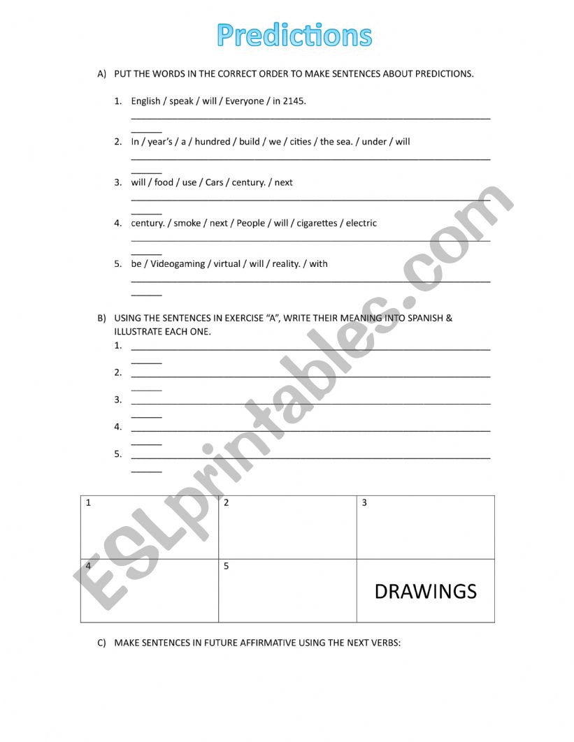 Making Predictions worksheet