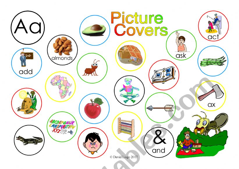 Aa Picture Covers: An exercise in phonics with answer key.