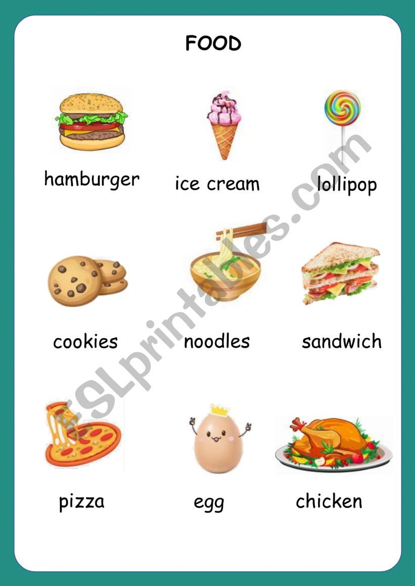 Food words practice worksheet