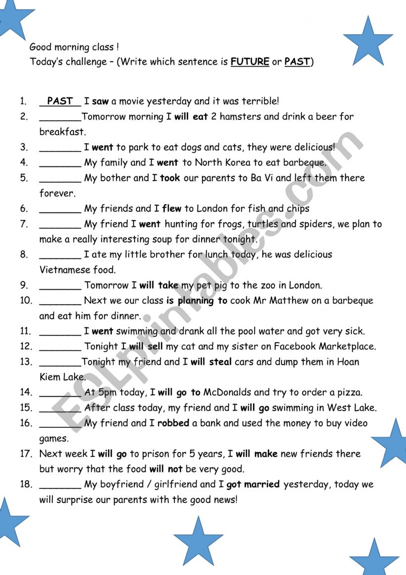 Past and Future tense practice