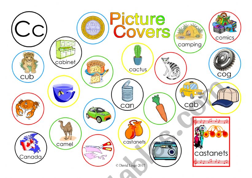 Cc Picture Covers: An exercise in phonics with answer key and notes.