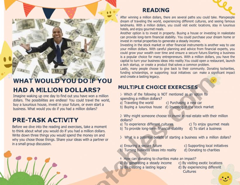 The million dollars worksheet