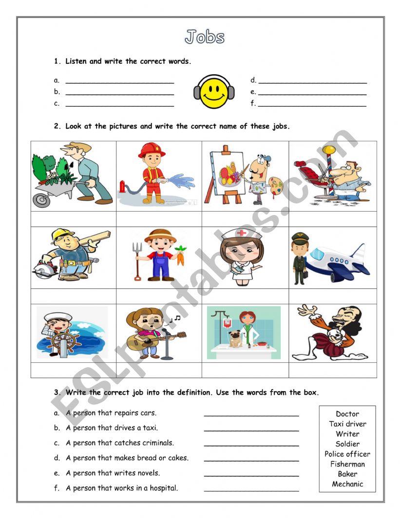 Jobs worksheet