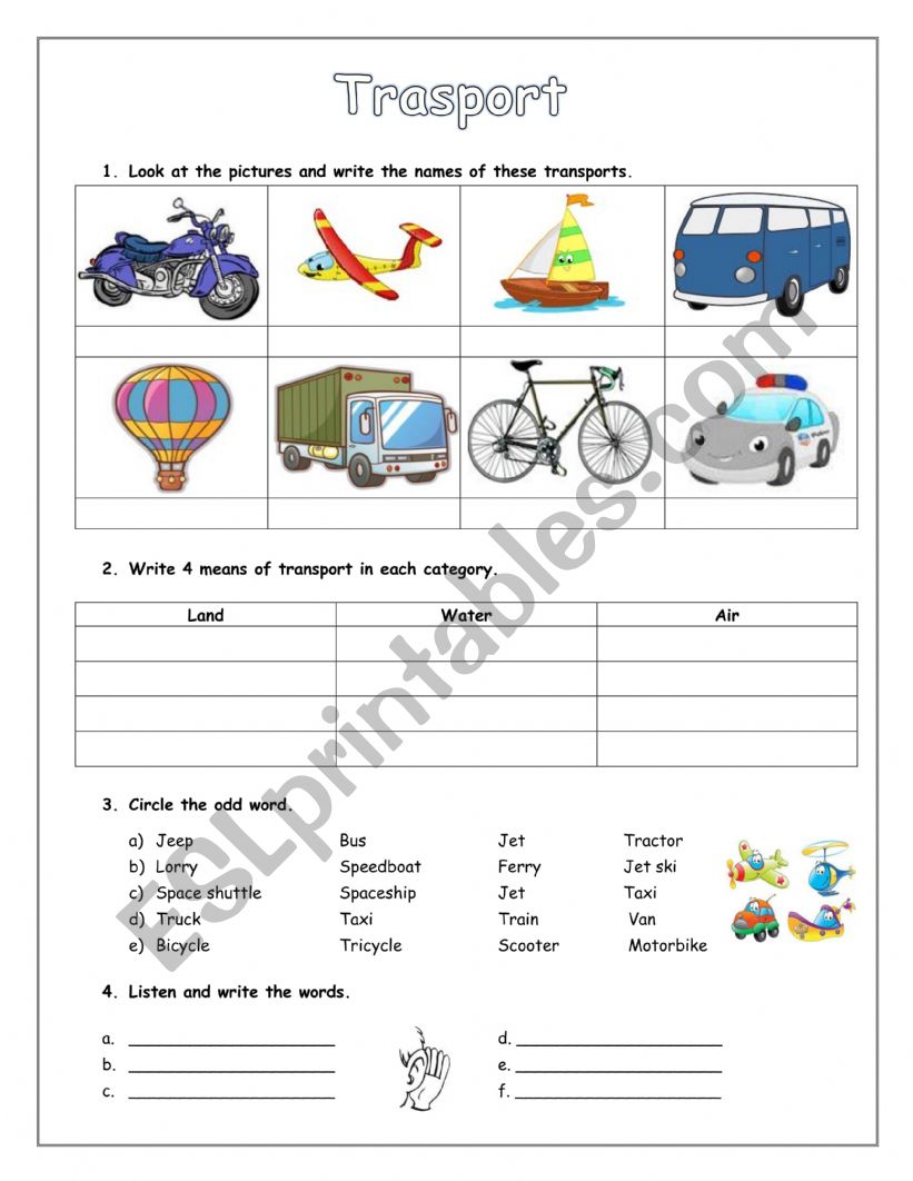 Transport worksheet