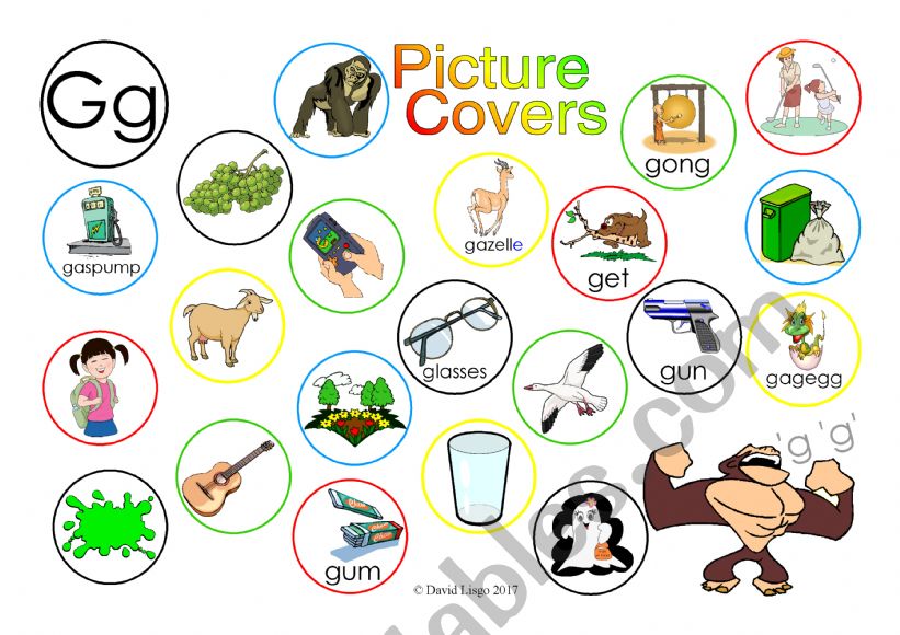 Gg Picture Covers: An exercise in phonics with answer key and cumulative notes.
