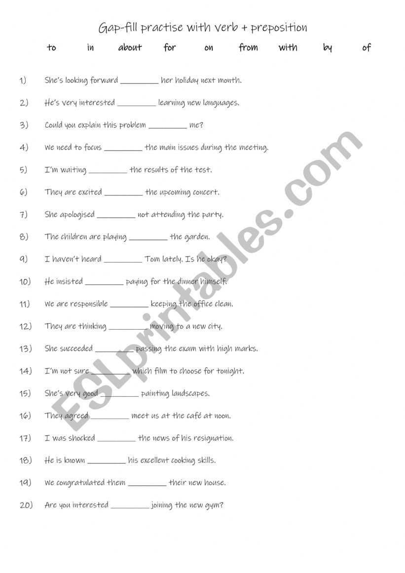 A2+-B1 Gap-fill practise with verb + preposition (1)