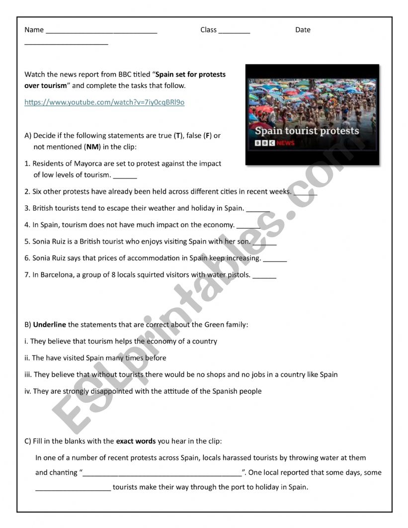 Listening Comprehension worksheet