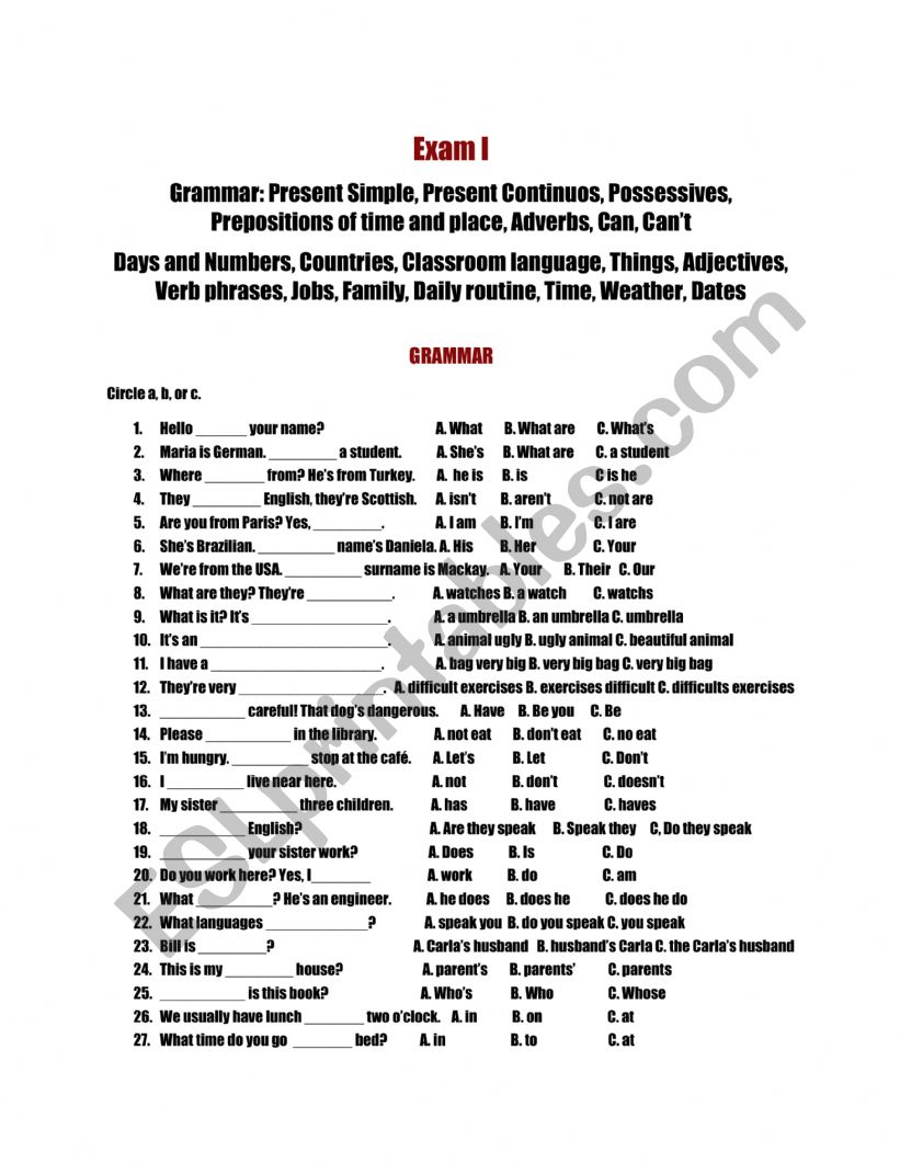 Present simple worksheet