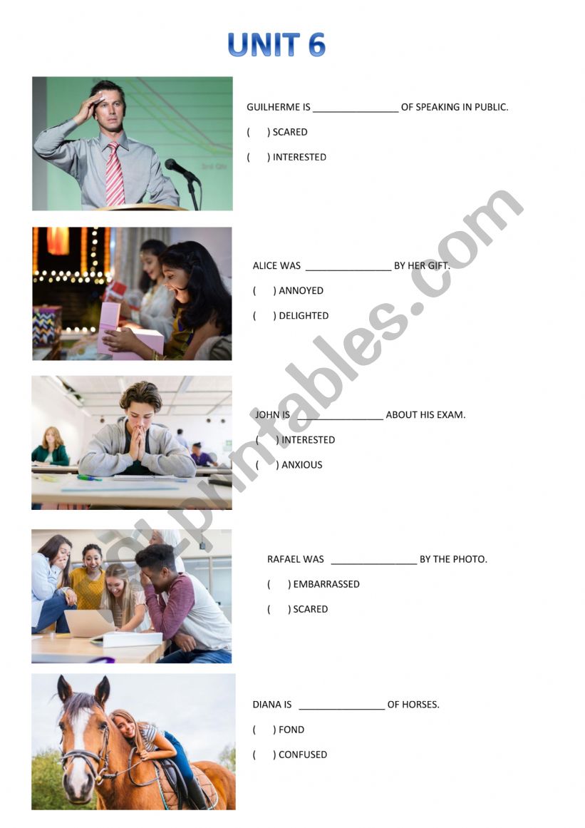 Adjectives and prepositions worksheet