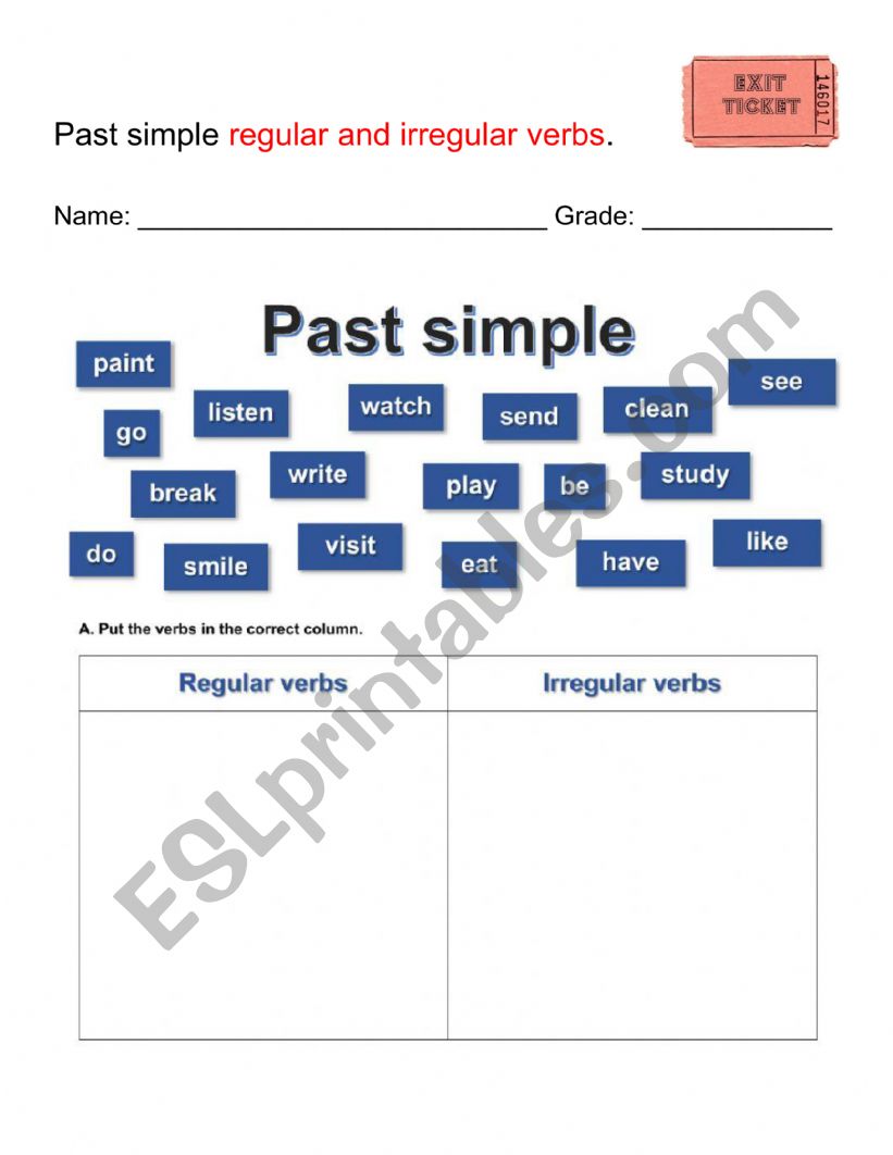past simple irregular and regular verbs