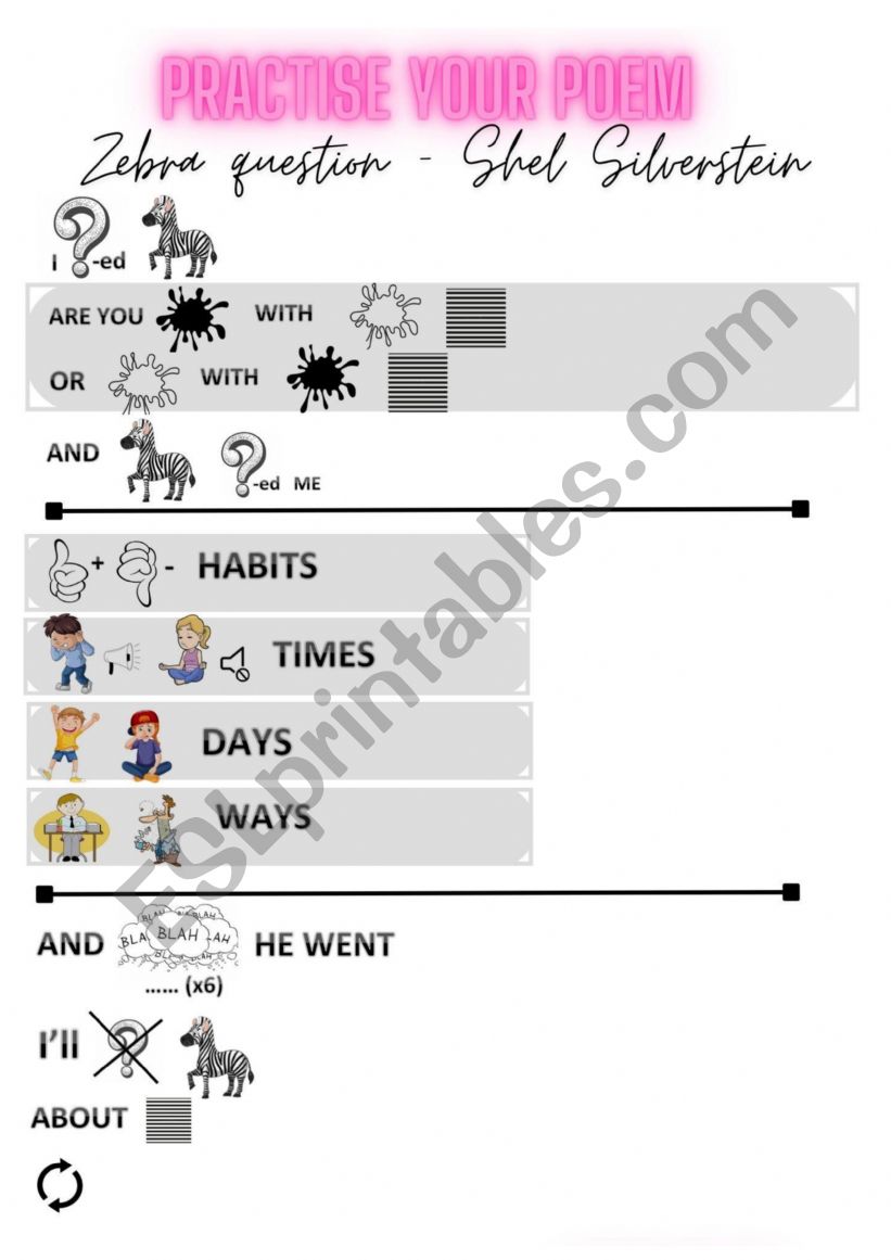 zebra question - By Shel Silverstein - practise your poem