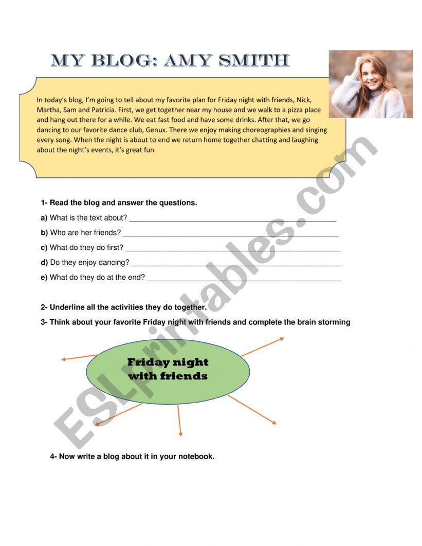 Friday night with friends worksheet