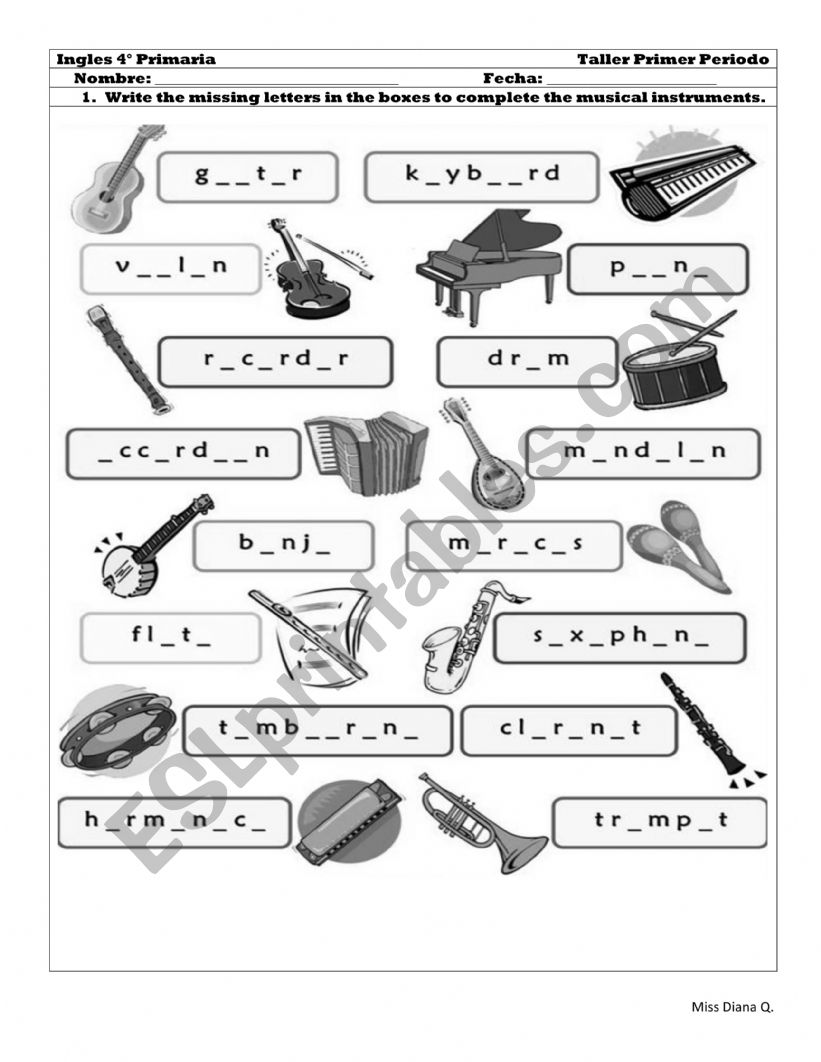 Evaluacion ingles con dibujos worksheet