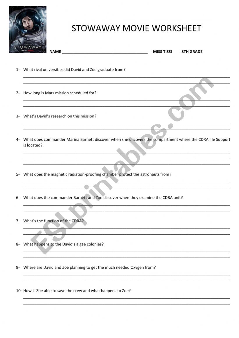 STOWAWAY worksheet