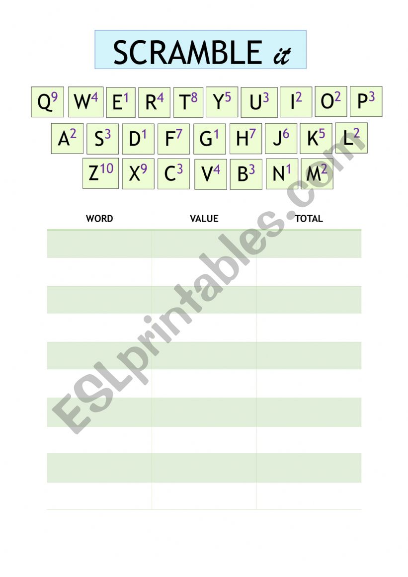 SCRAMBLE IT worksheet