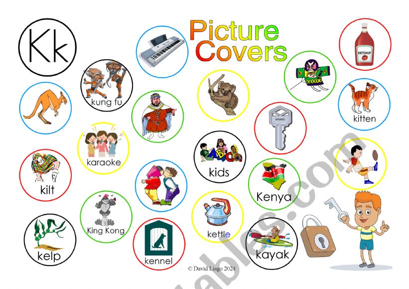 Kk Picture Covers: An exercise in phonics with answer key and cumulative notes.