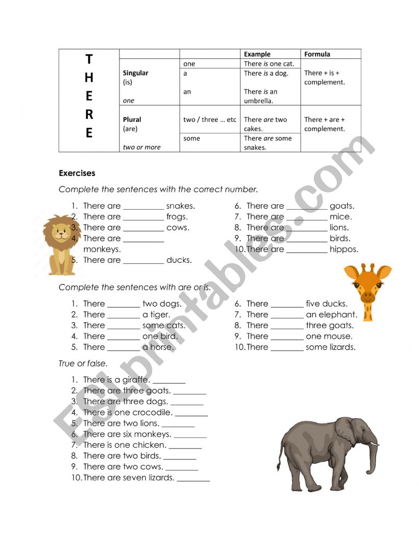 THERE for kids worksheet