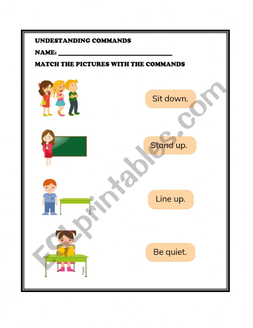 UNDERSTANDING COMMANDS worksheet