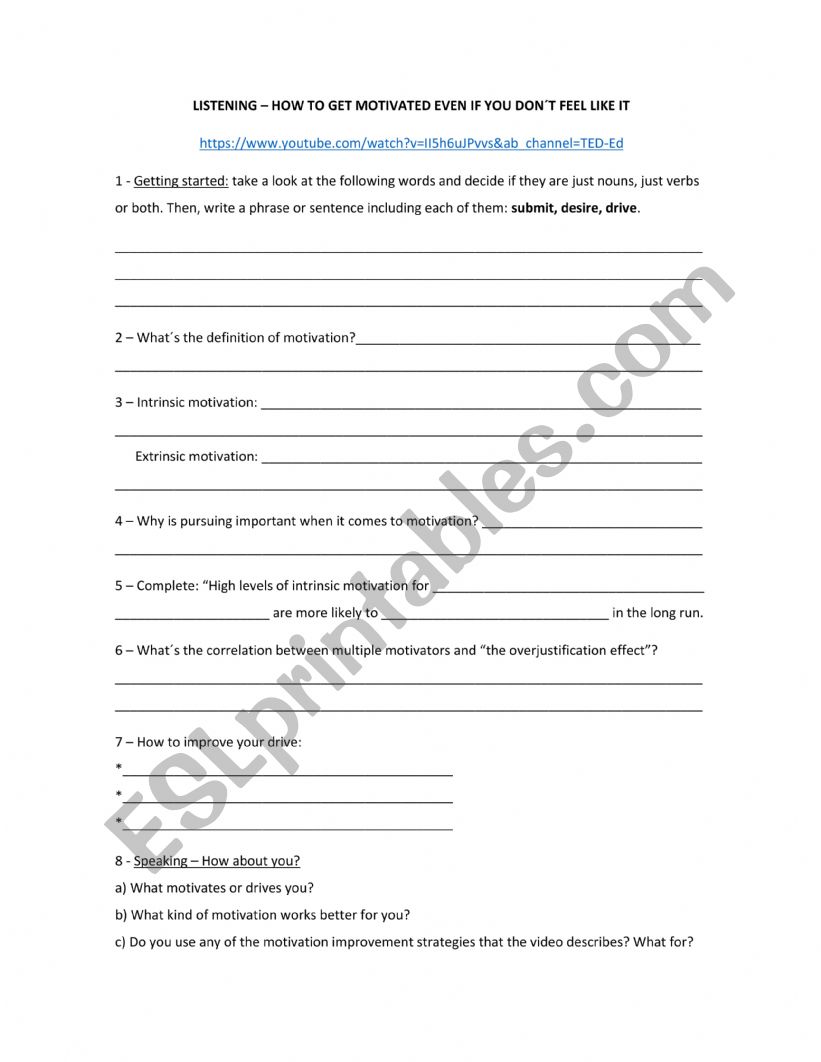 How to Get Motivated worksheet