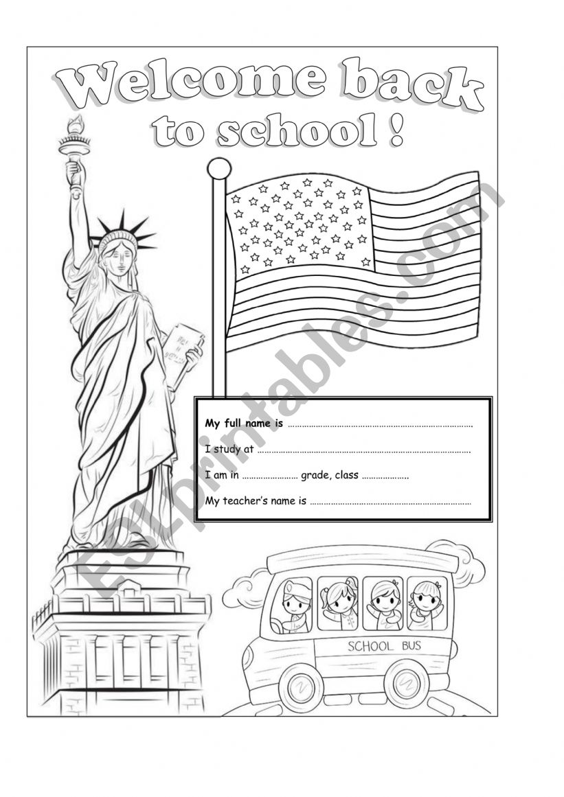 Welcome back to school cover worksheet