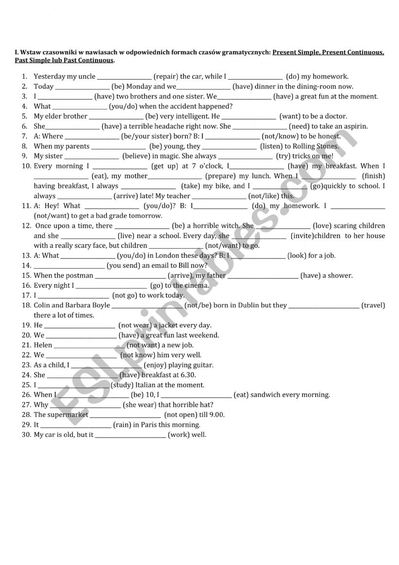 Present simple worksheet