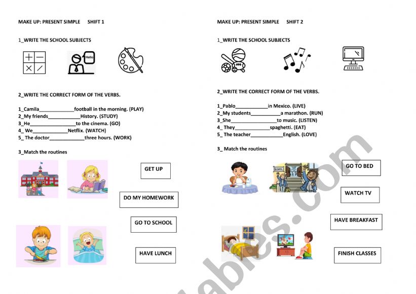 MAKE UP: PRESENT SIMPLE worksheet