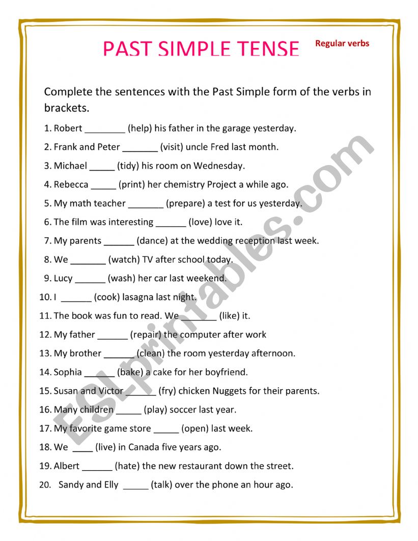 SImple Past (Regular Verbs) worksheet