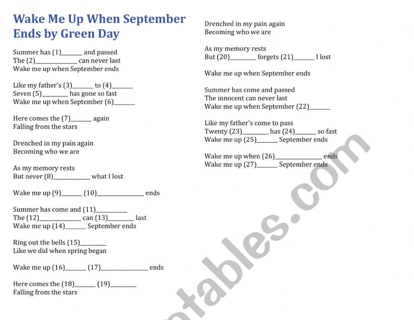 cancioneras  English worksheet