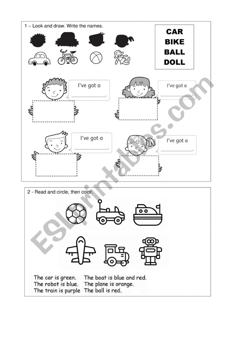 TOYS worksheet