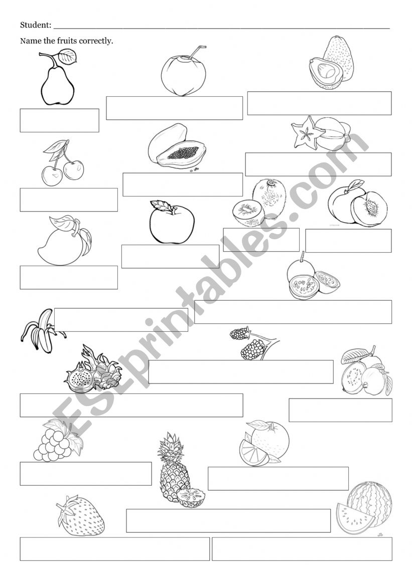 Label the Fruits. worksheet