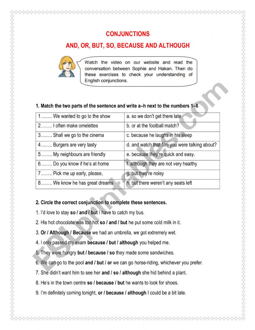 Conjunctions worksheet