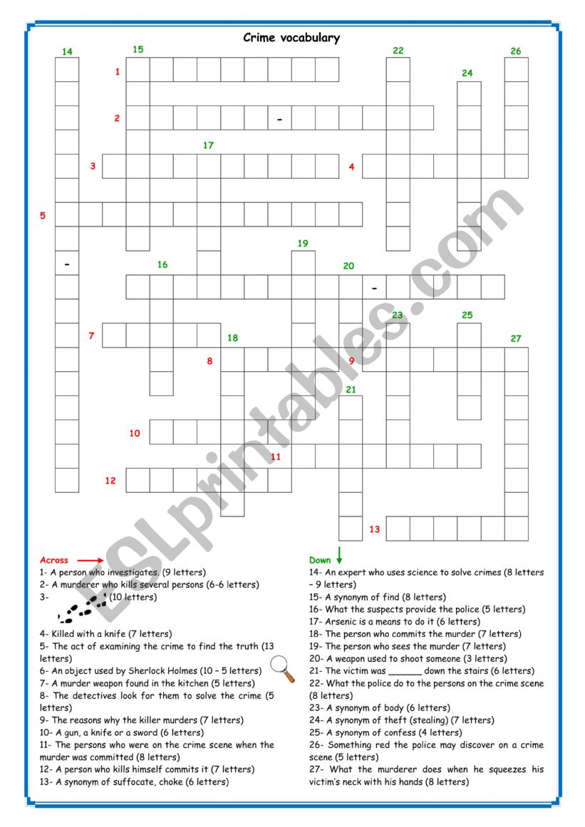 Crime vocabulary worksheet