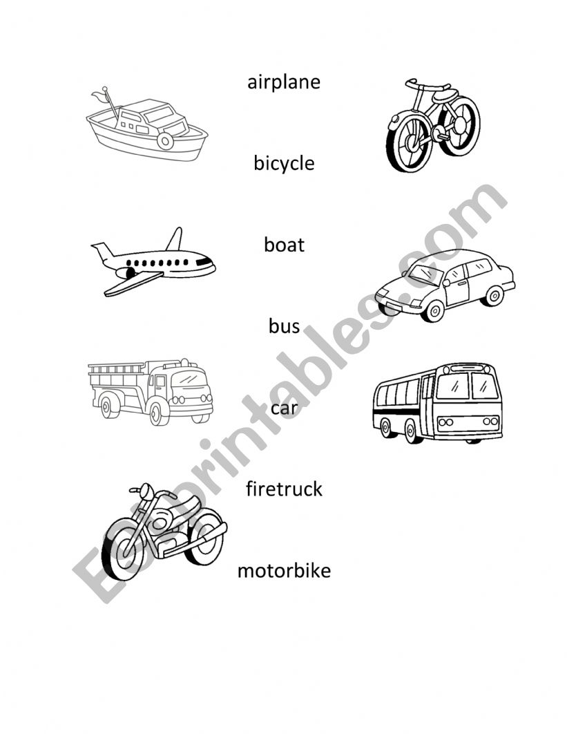 Matching Transpo worksheet