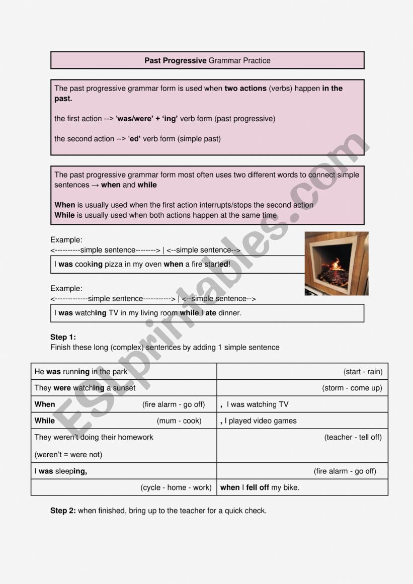 Past progressive / continuous worksheet