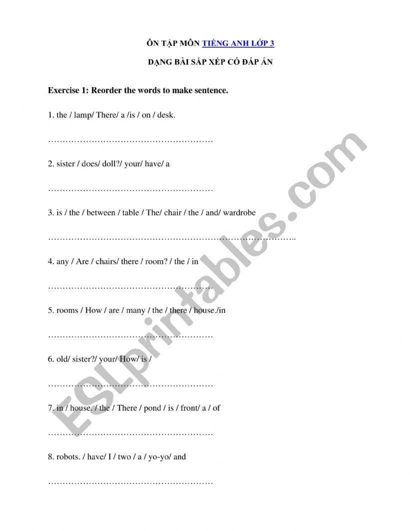 RE-ARRANGE SENTENCES  worksheet