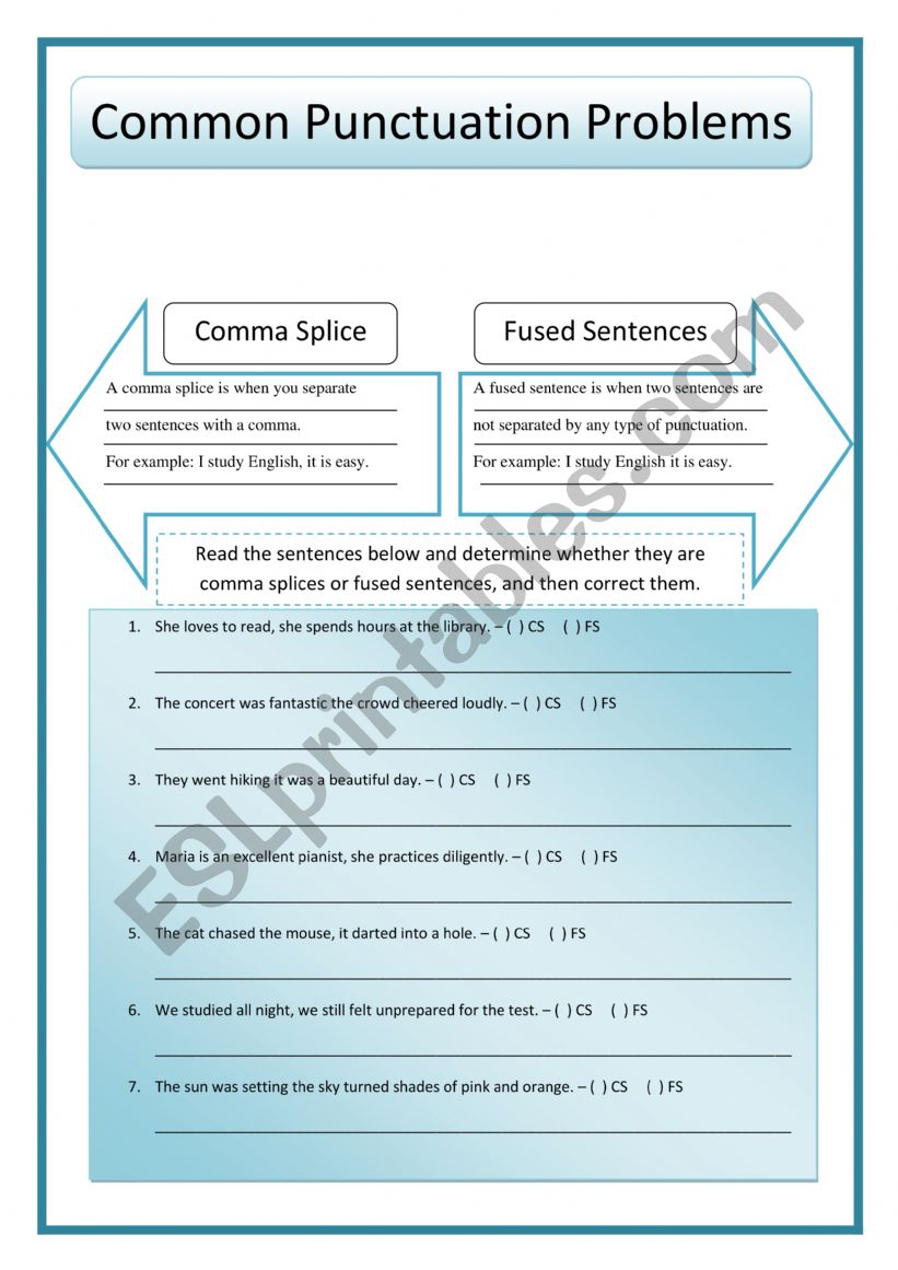 Comma Splice and Fused Sentence