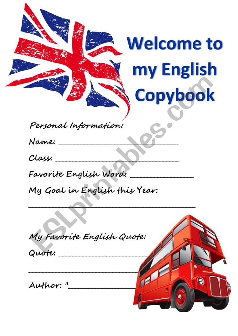 My English Copybook Activity worksheet