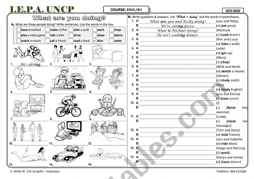 PRESENT CONTINUOUS worksheet