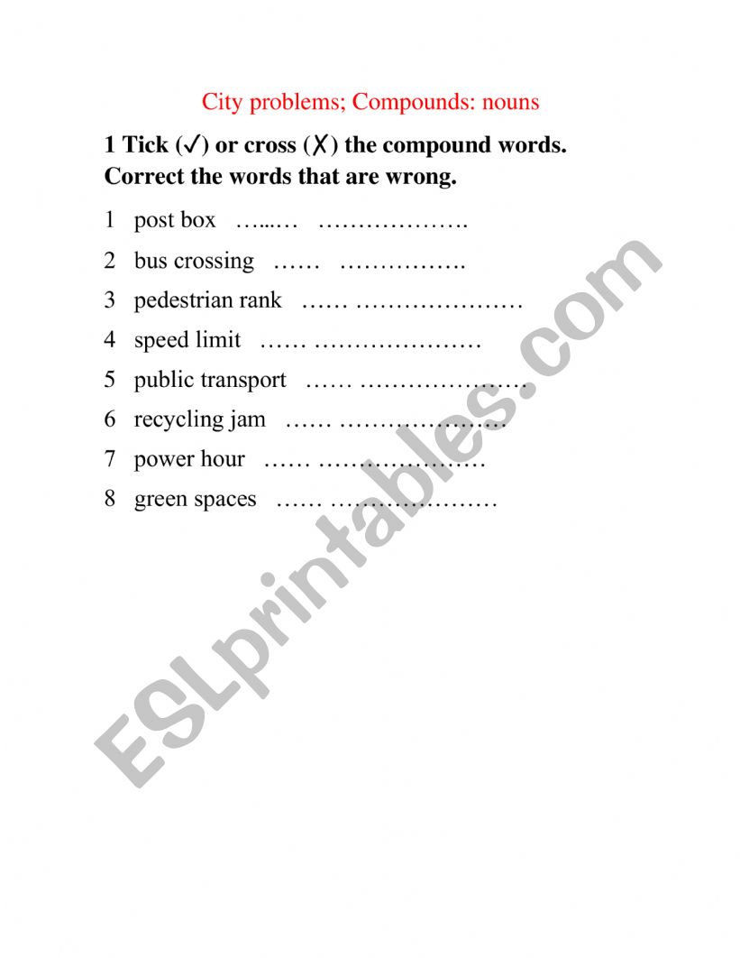 Compound Nouns worksheet