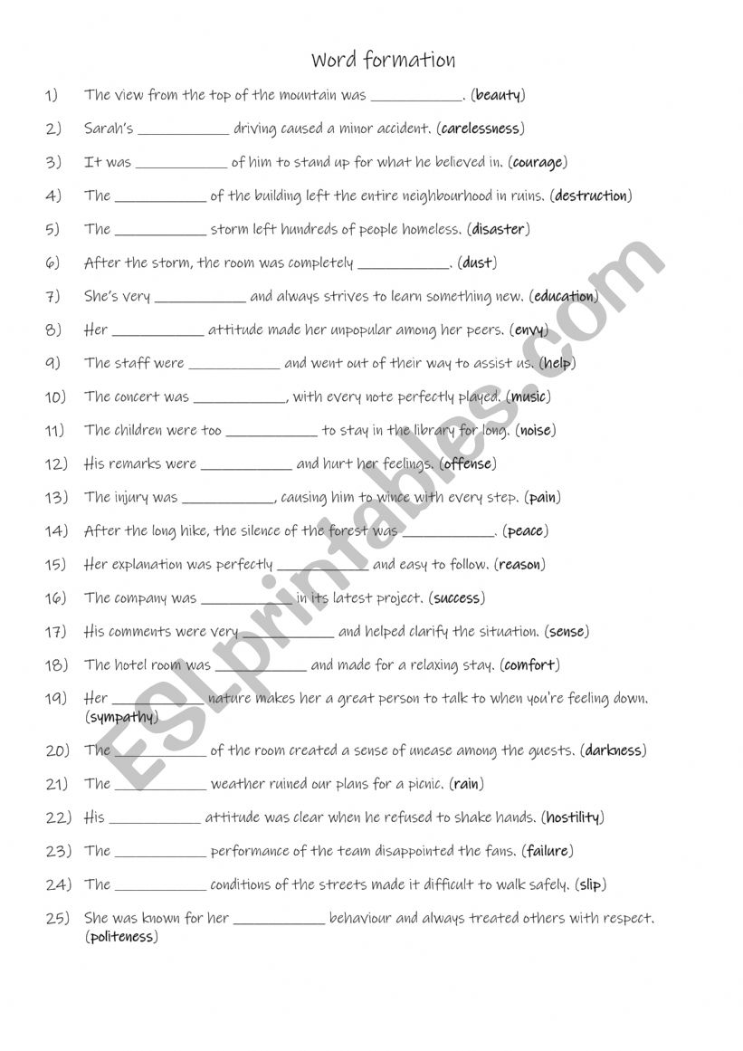 B1-B2 Word formation noun to adj - ESL worksheet by Anthoni