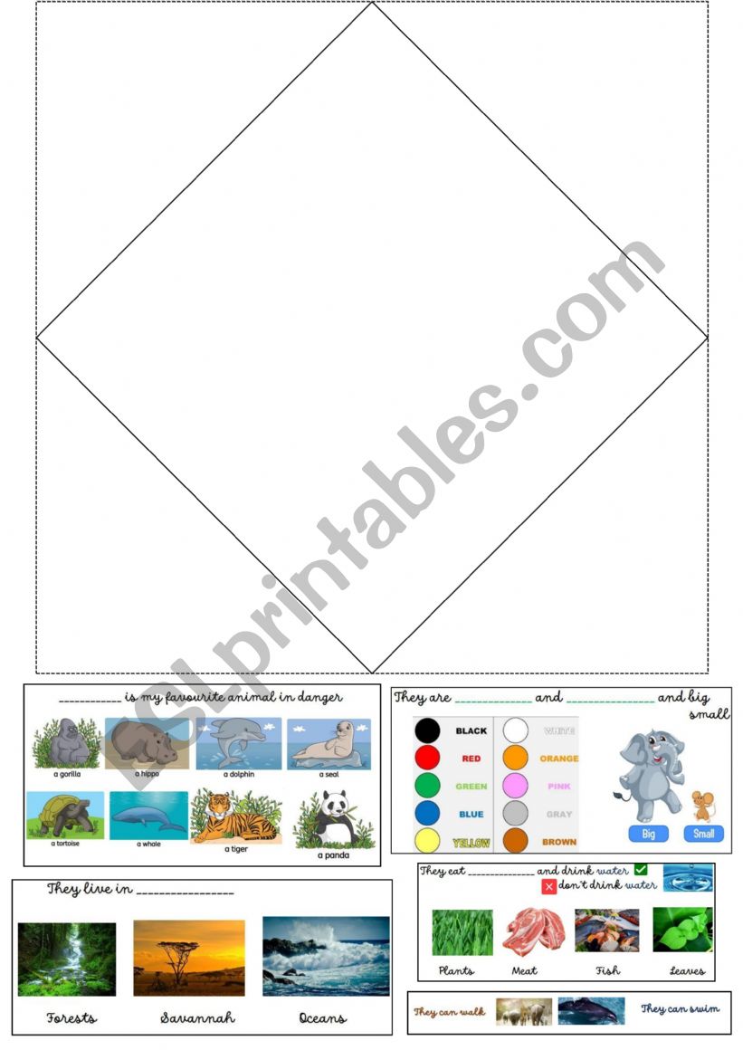 Animals in danger - cutout worksheet